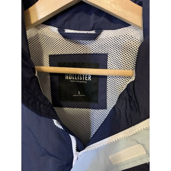 Hollister Men’s Sz S jacket 1/2‎ Zip Windbreaker Blue White Pullover - Picture 2 of 9